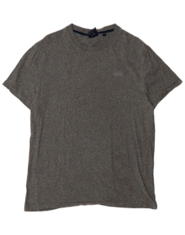 Superdry Camiseta para hombre Top grande de algodón moteado gris