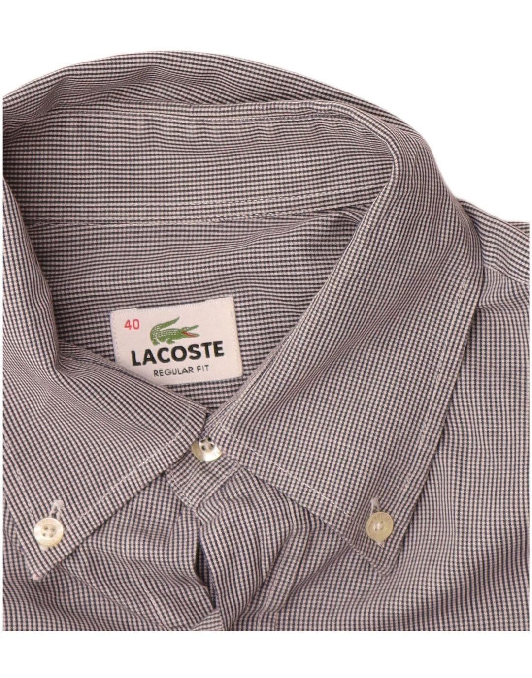 Camisa Lacoste Hombre Regular Fit Talla 40 Algodón Gris Medio A Rayas