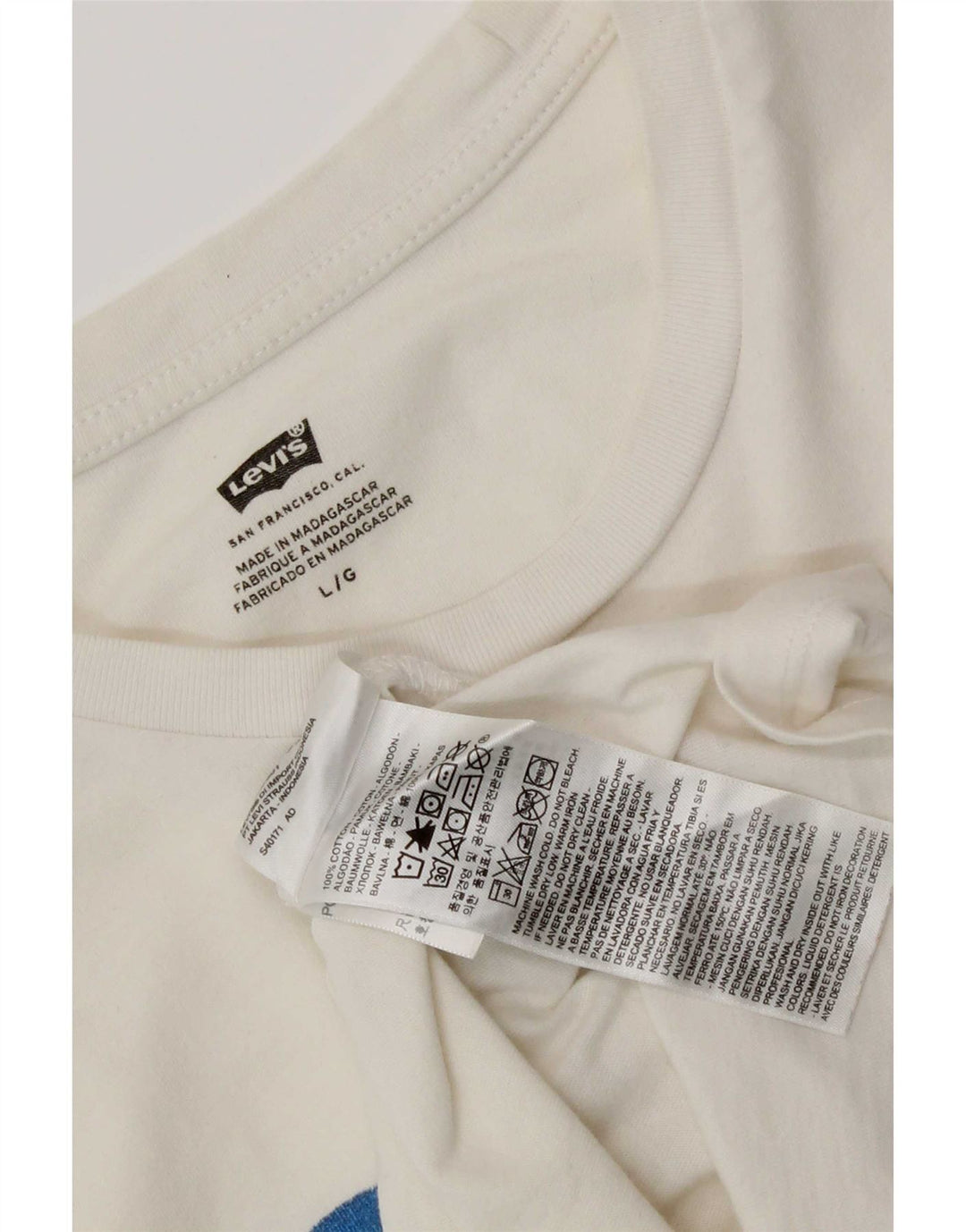 Levi's Camiseta gráfica para hombre Top grande de algodón blanco