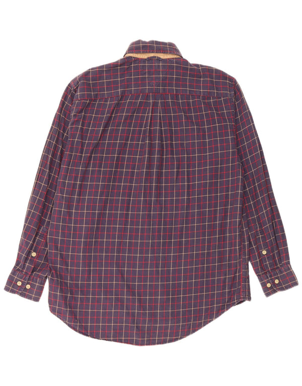 Tommy Hilfiger Camisa de franela para hombre de algodón a cuadros azul marino pequeño