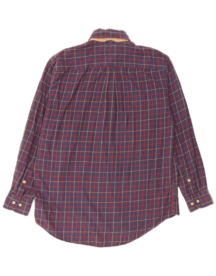 Tommy Hilfiger Camisa de franela para hombre de algodón a cuadros azul marino pequeño