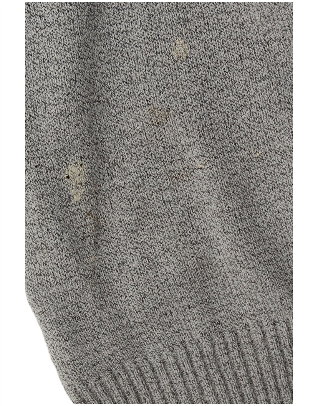 Vintage hombres polo cuello jersey suéter medio gris geométrico