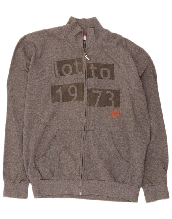 Lotto Mujer Gráfico Chándal Top Chaqueta Reino Unido 46 Grande Gris Algodón