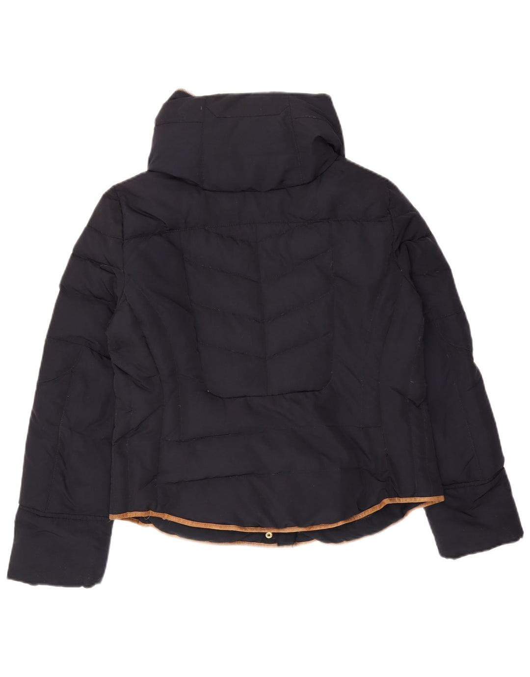 Zara Mujer Chaqueta Acolchada Con Capucha ES 40 XL Poliéster Azul Marino