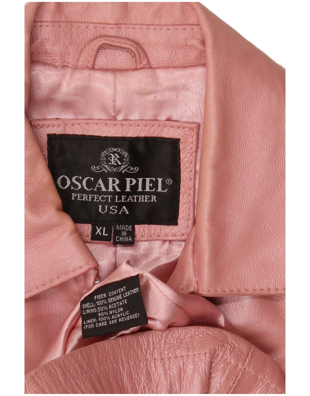 Vintage mujer chaqueta de cuero Reino Unido 18 XL cuero rosa