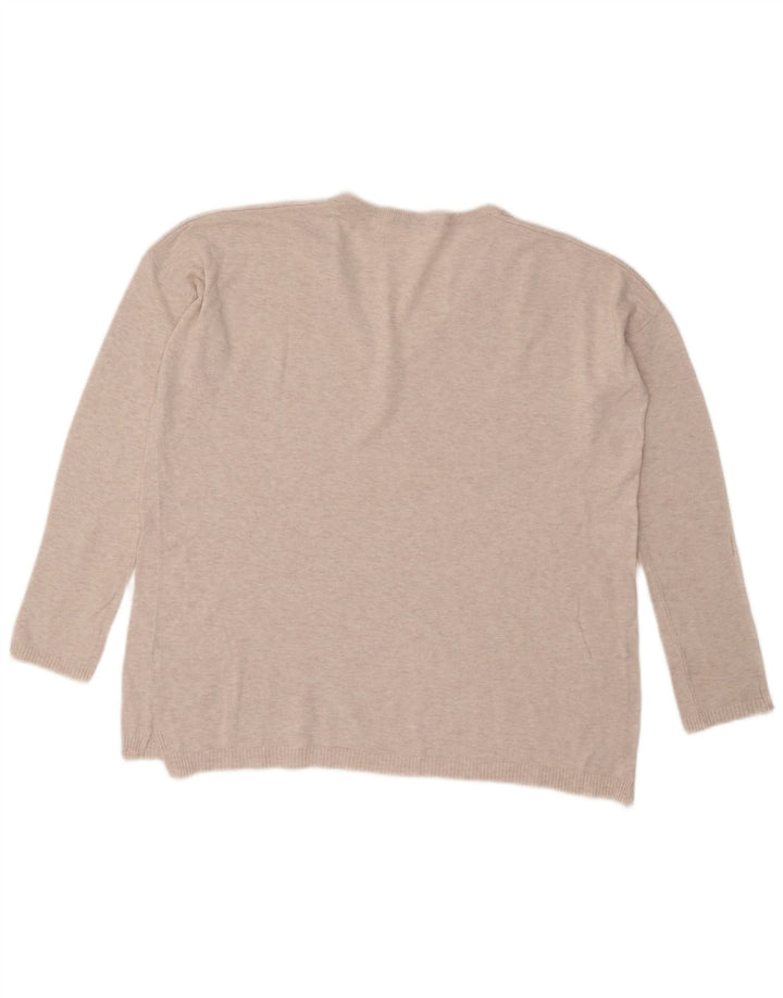 Zara Mujer Jersey Oversize con Cuello en V UK 44 Medio Beige