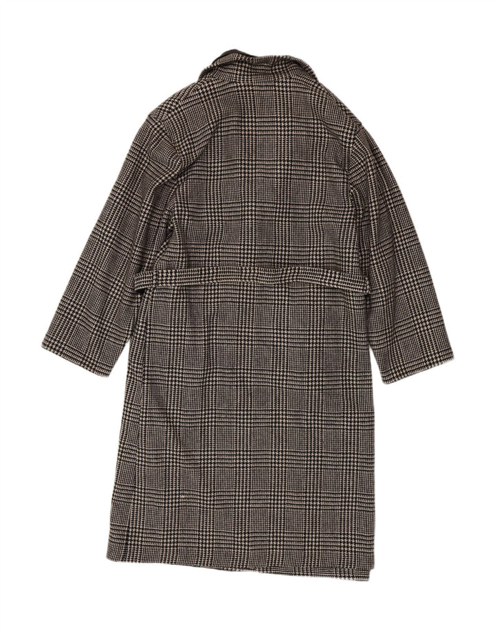 VINTAGE Womens Overcoat UK 12 Medium Grey Houndstooth