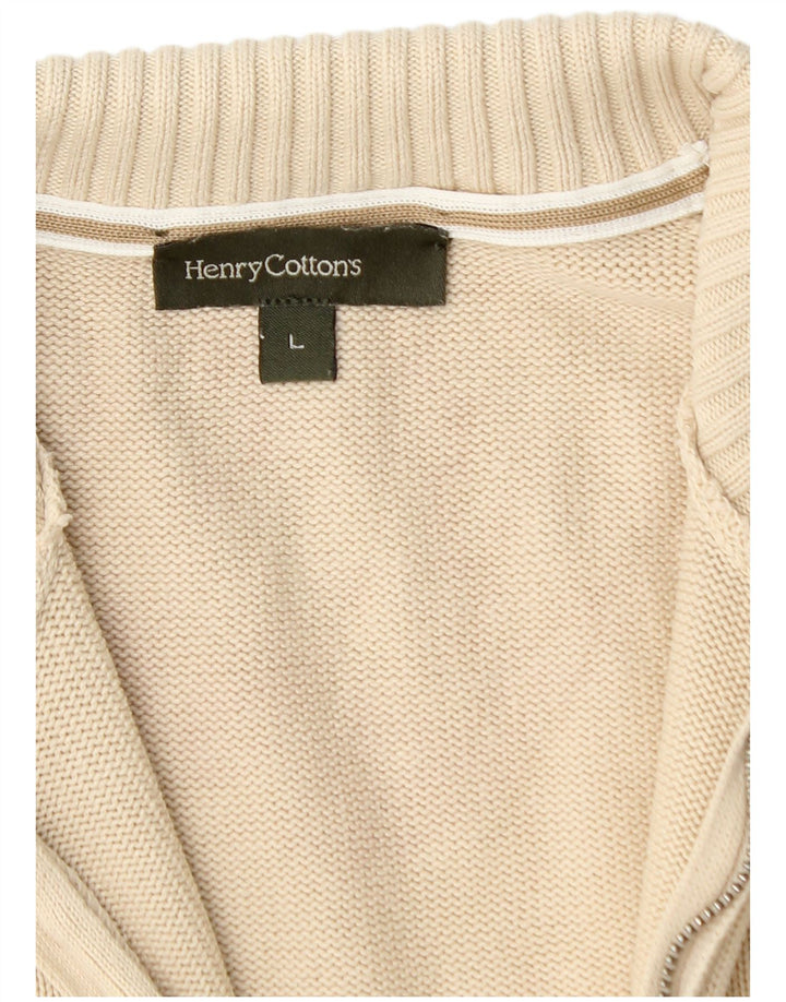 HENRY COTTONS Cárdigan para hombre suéter grande beige algodón