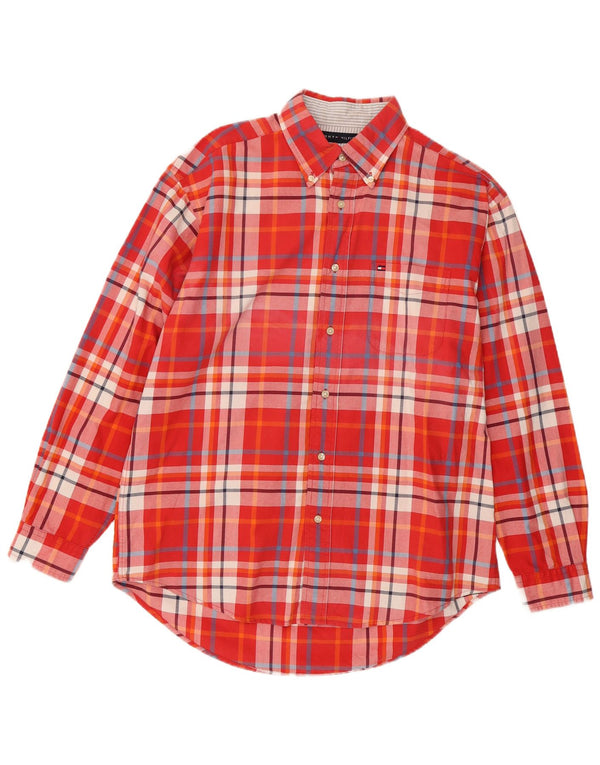 Camisa Tommy Hilfiger Hombre Algodón A Cuadros Rojo Mediano