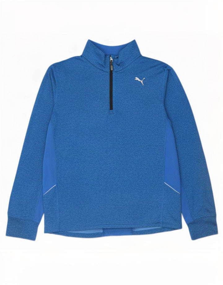 Puma Hombre Zip Neck Pullover Chándal Top Grande Azul Colorblock