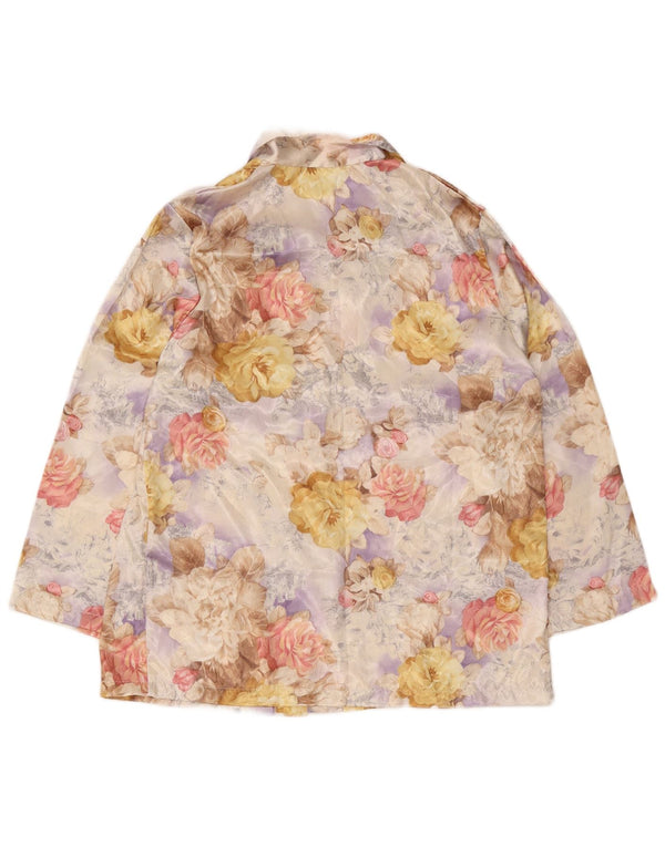 Camisa Vintage Mujer Manga Larga IT 48 XL Multicolor Floral
