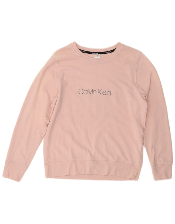 CALVIN KLEIN Sudadera gráfica para mujer Jersey UK 40 Algodón rosa medio