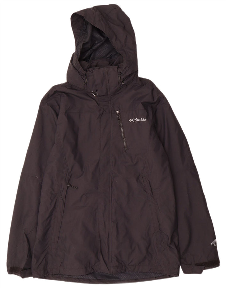 COLUMBIA Chaqueta cortavientos con capucha Omni-Tech para hombre UK 38 Medium Black Nylon