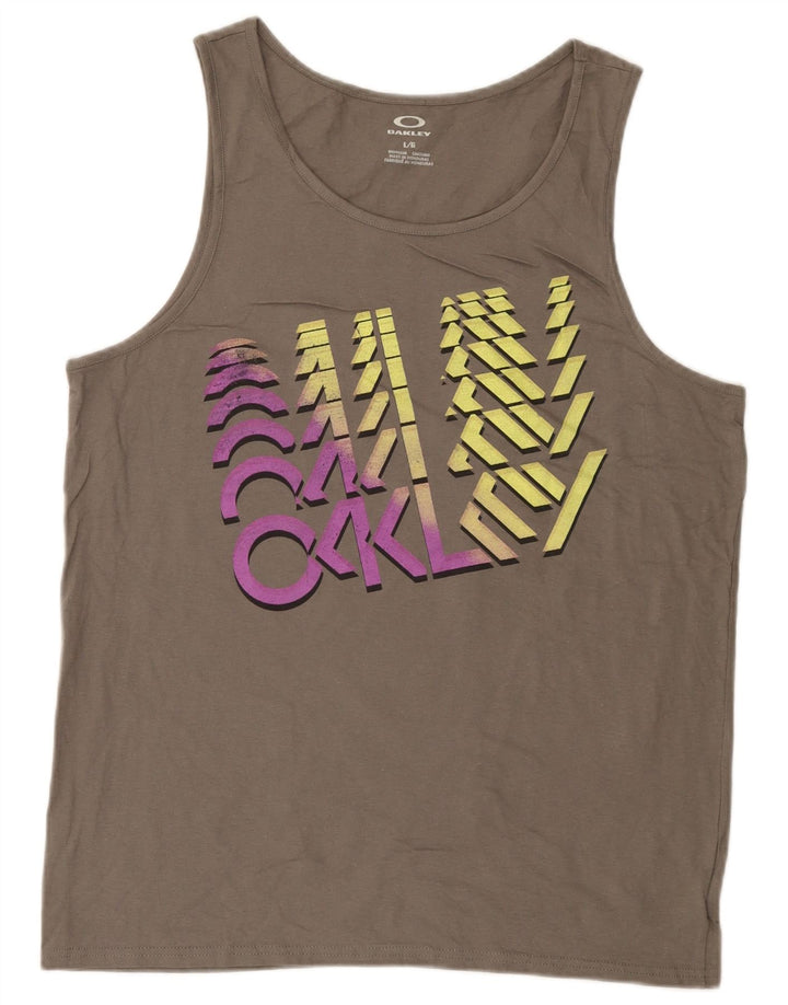 Oakley Hombre Gráfico Chaleco Top Grande Gris Algodón