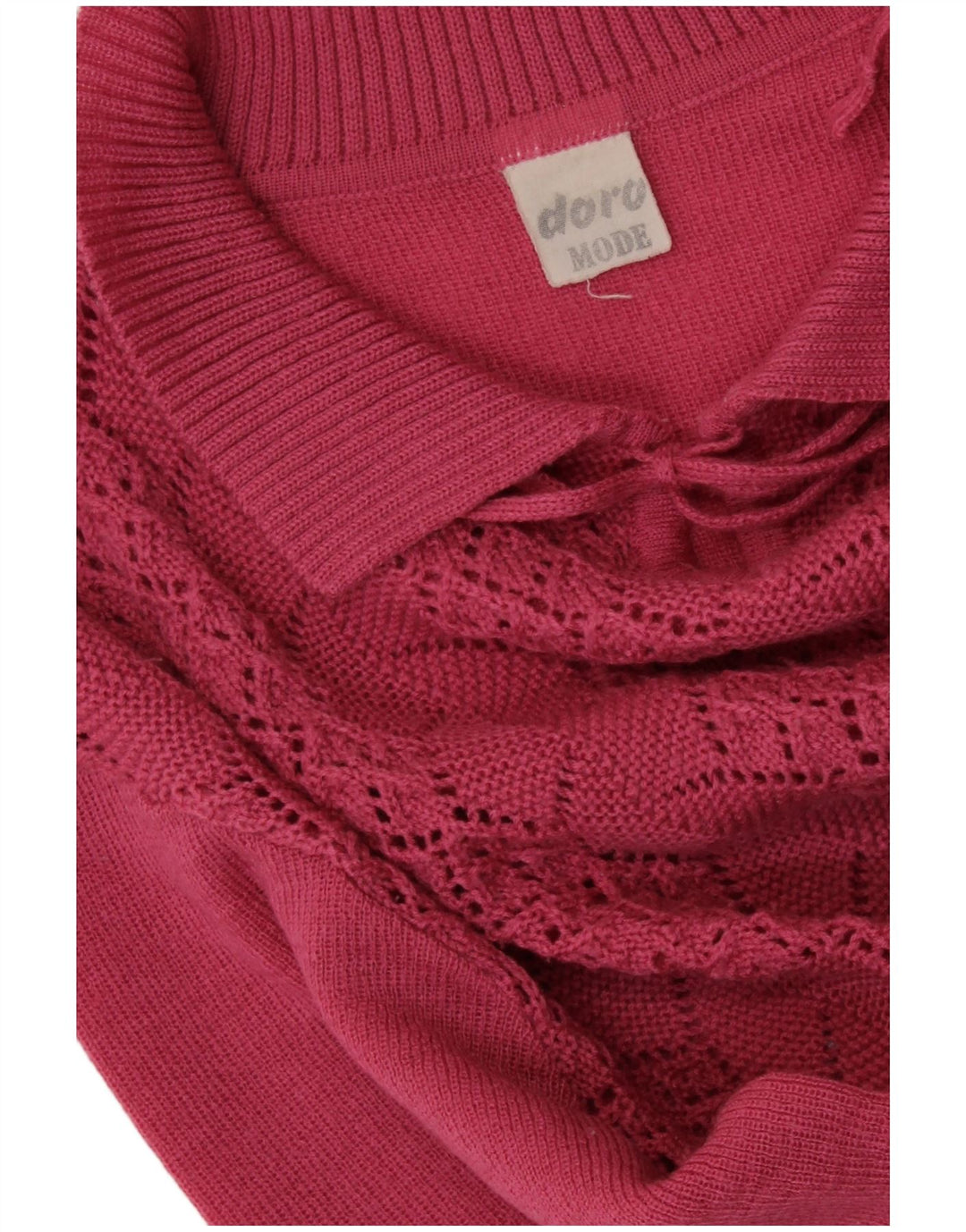 VINTAGE Mujer Crop Polo Cuello Jersey Suéter Reino Unido 16 Rosa Grande