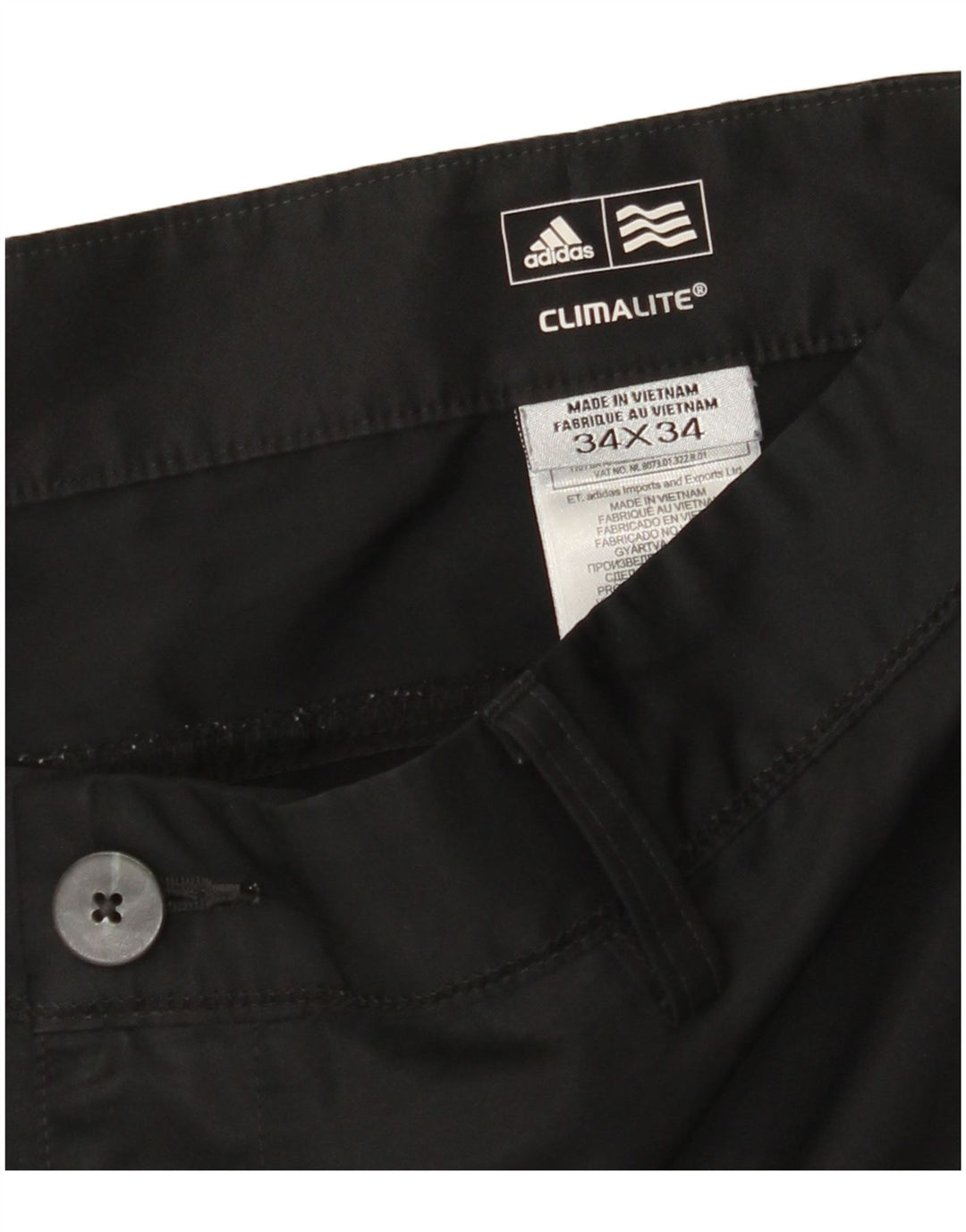 ADIDAS Pantalón chino recto Climalite para hombre W34 L34 Poliéster negro