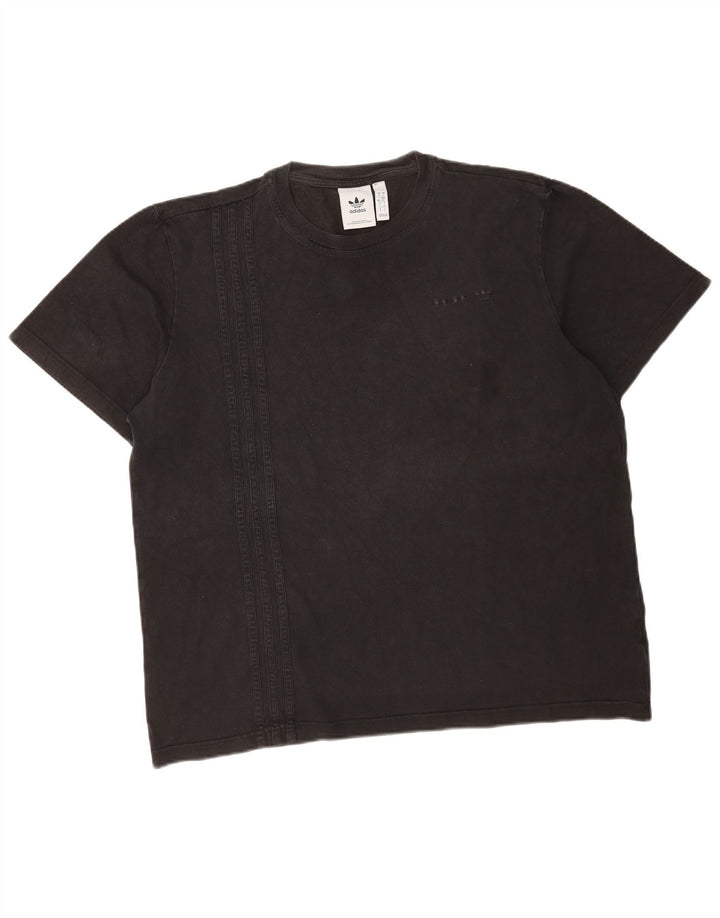 Adidas - Camiseta para hombre, talla grande, algodón negro