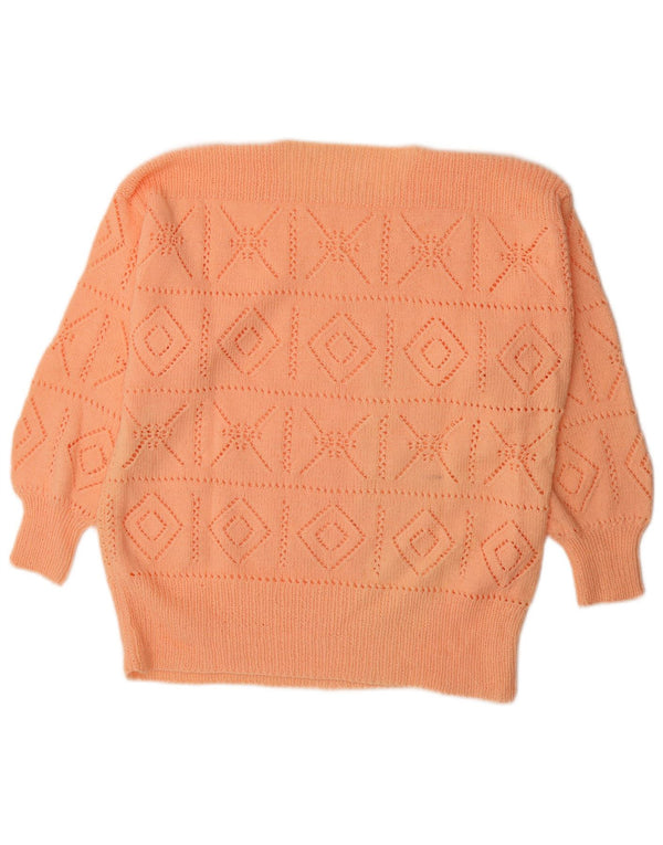 Vintage mujer barco cuello jersey suéter Reino Unido 16 naranja grande
