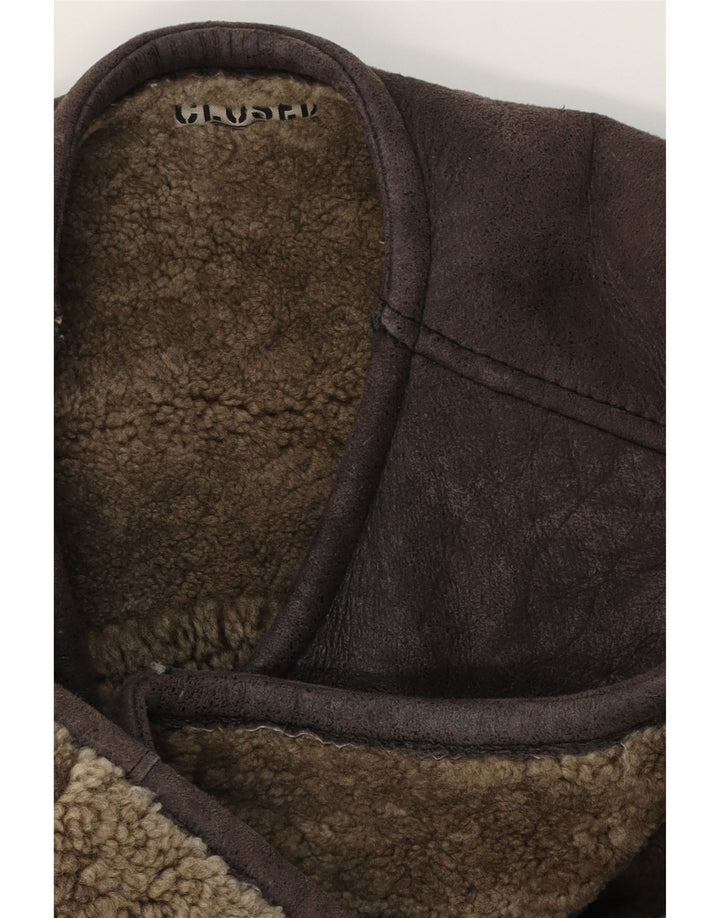 Chaleco cerrado de piel de oveja para hombre XL Marrón