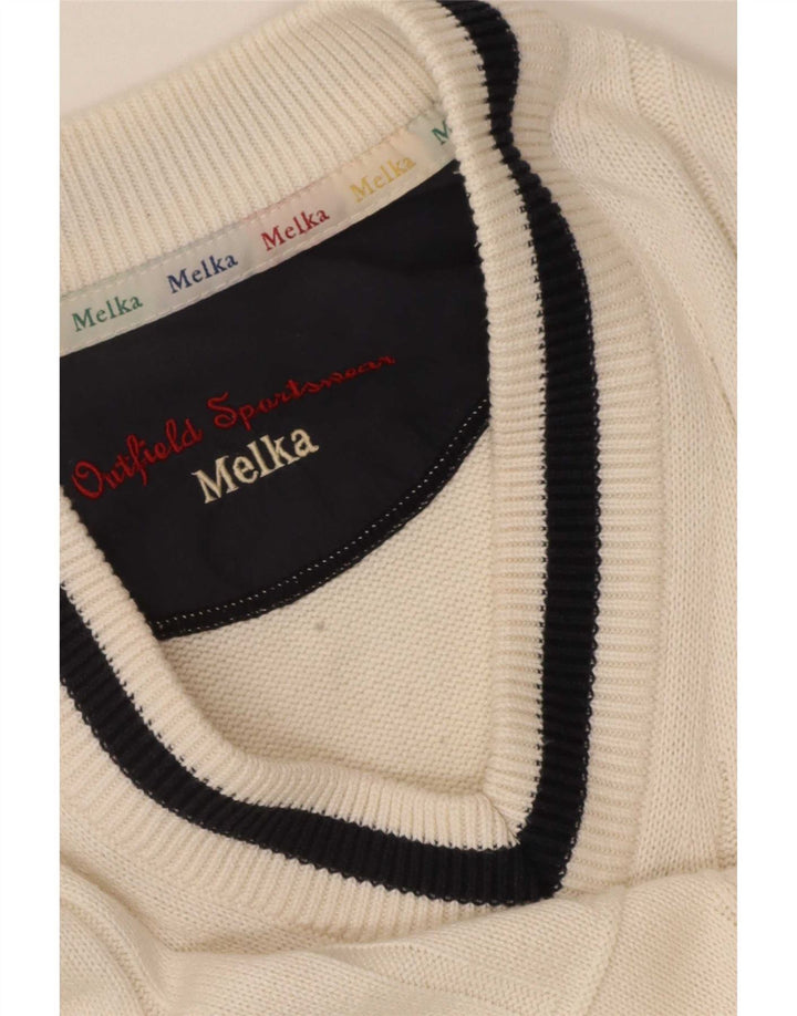 Melka Jersey con cuello en V para hombre XL Beige Colorblock