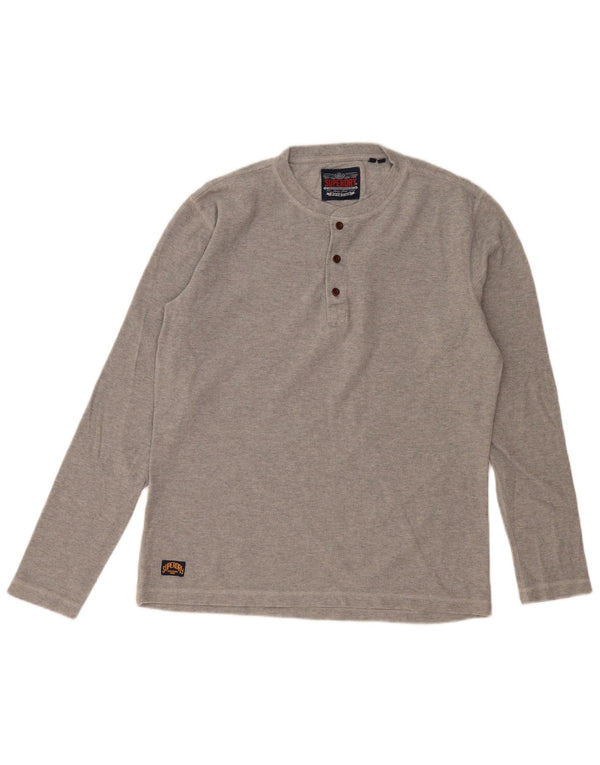 SUPERDRY Hombre Top Manga Larga Gris Medio