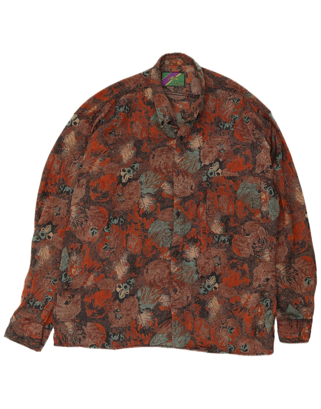 Alia Camisa de ajuste regular con estampado abstracto para hombre, talla grande, color marrón