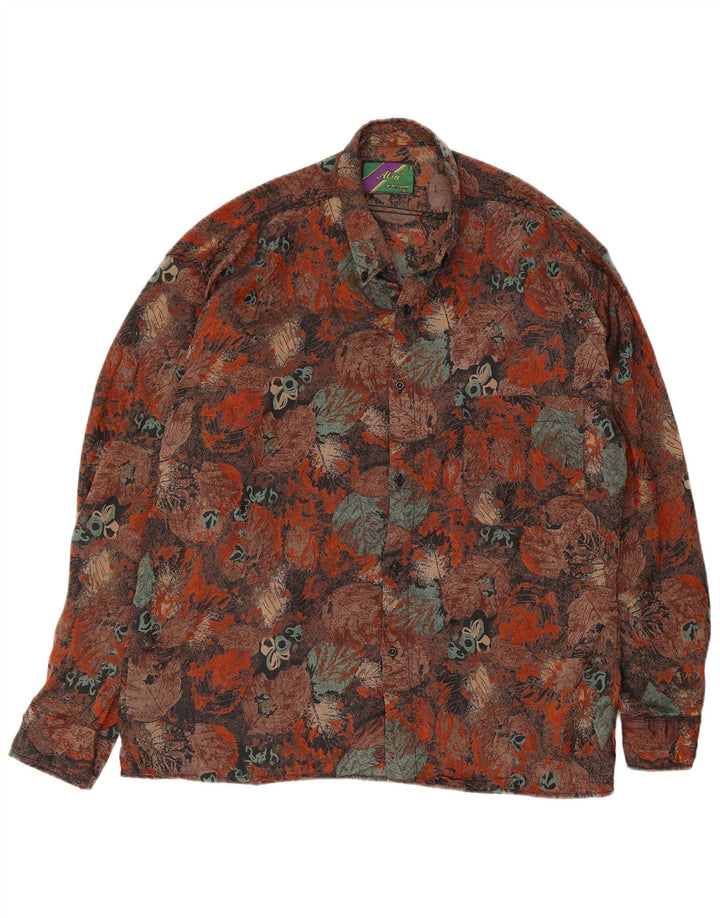 Alia Camisa de ajuste regular con estampado abstracto para hombre, talla grande, color marrón