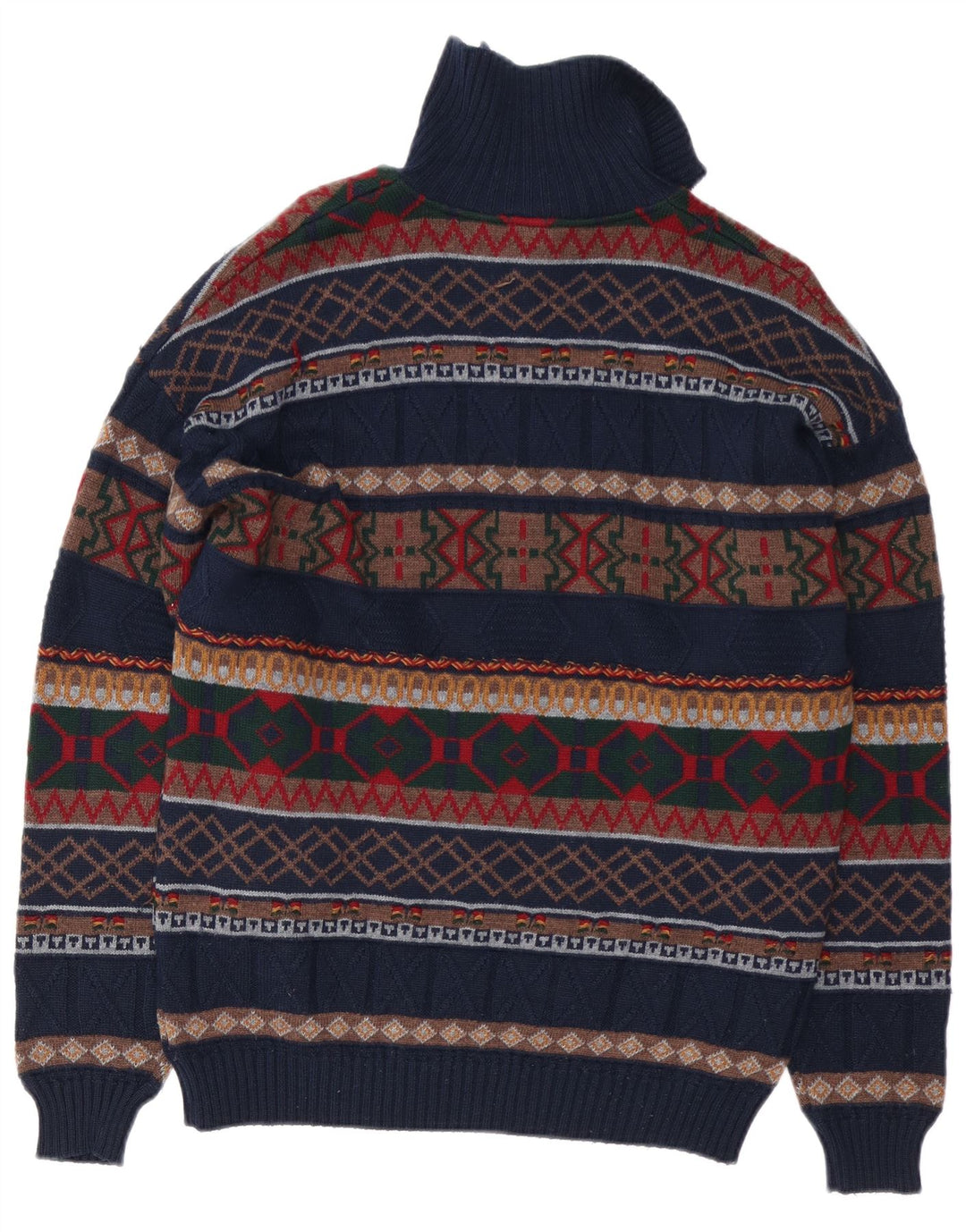 Jersey tipo jersey con cuello y cremallera para hombre de White Sails, talla grande, de lana Fair Isle, color azul marino