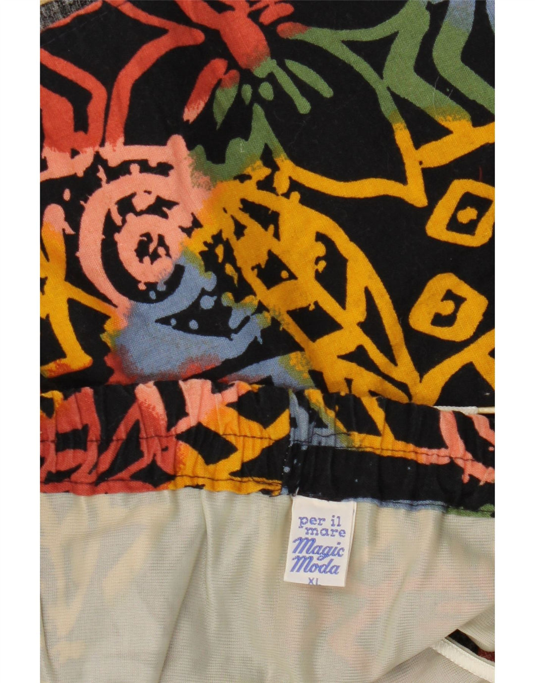 VINTAGE Shorts de baño para hombre XL Algodón floral negro