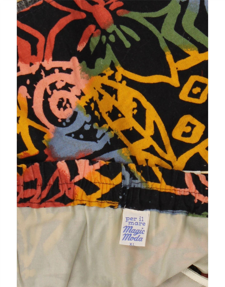 VINTAGE Shorts de baño para hombre XL Algodón floral negro