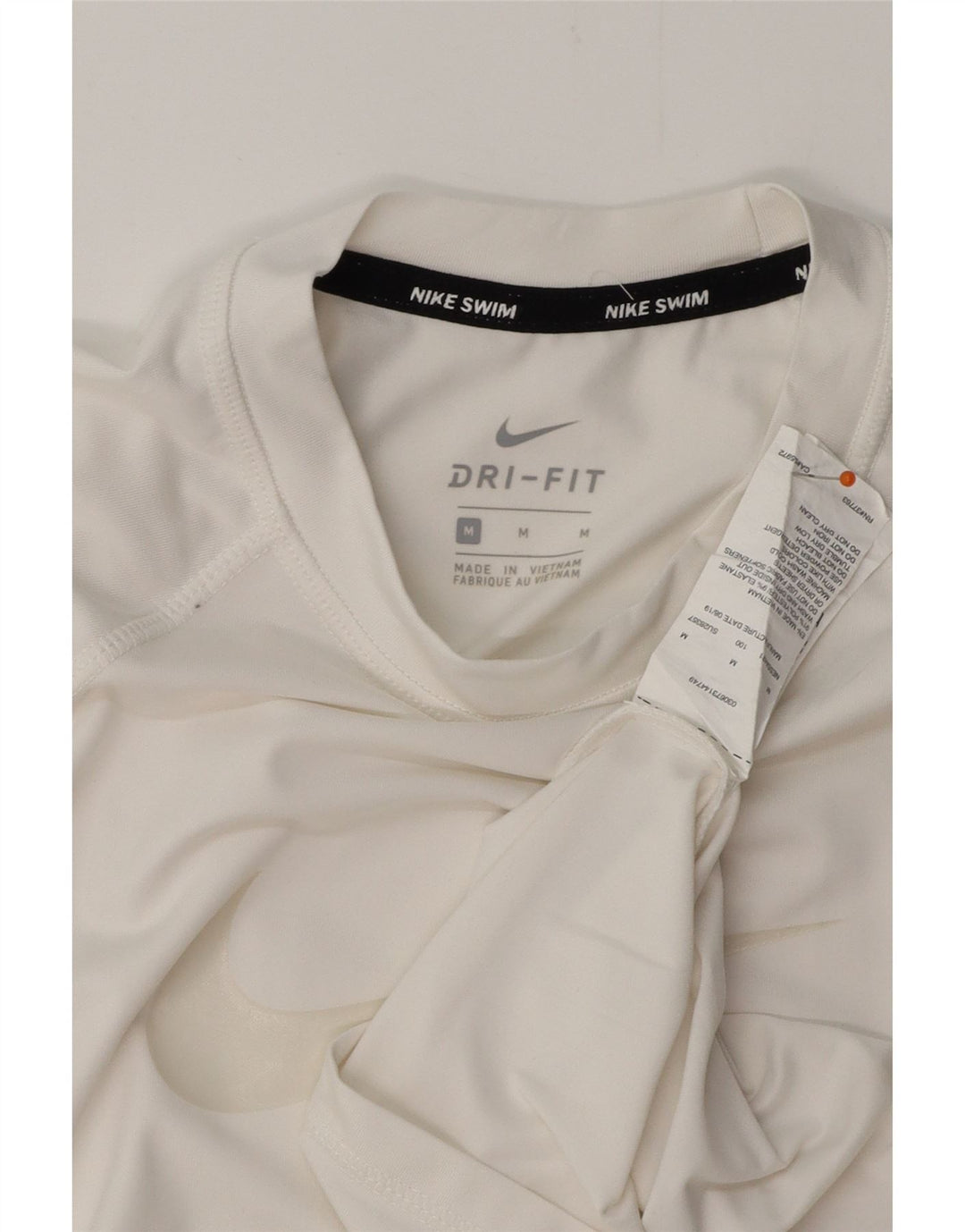 NIKE Mujer Dri Fit Graphic Camiseta Top UK 12 Medio Blanco Poliéster