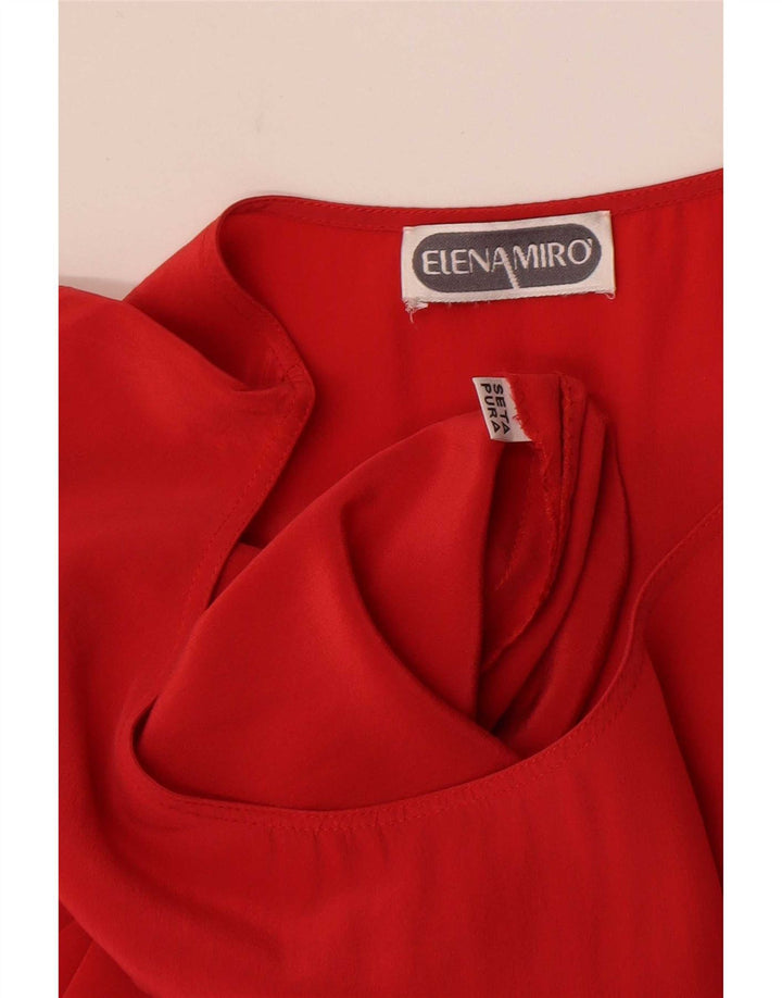 ELENA MIRO Blusa sin mangas para mujer UK 46 Large Seda roja