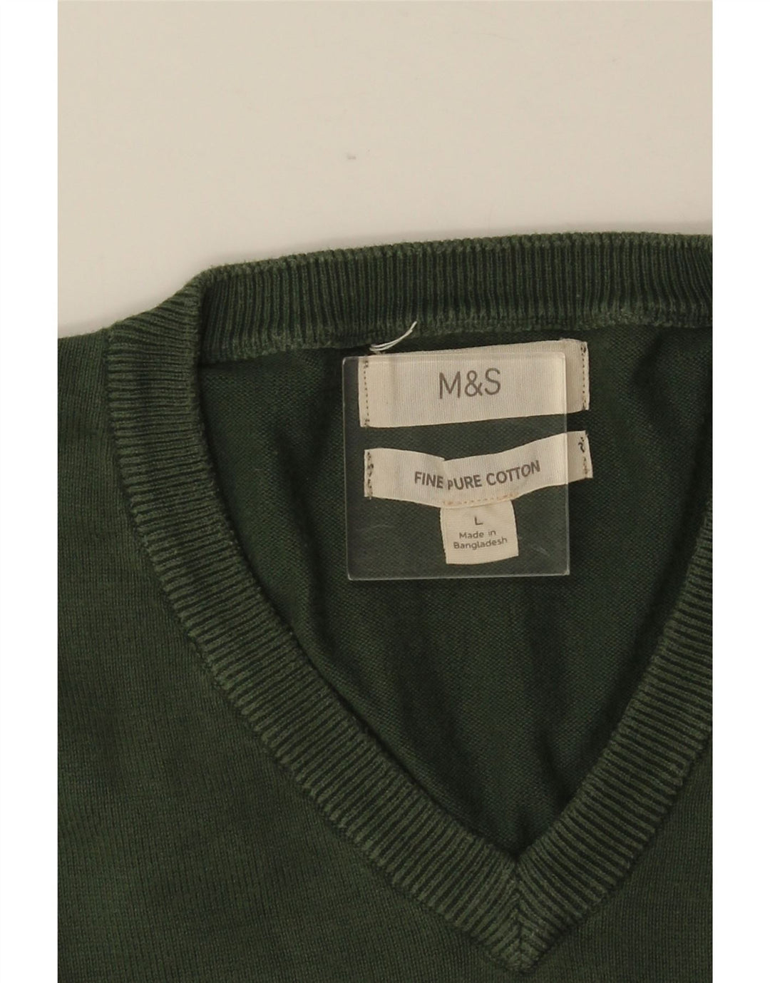 MARKS & SPENCER Jersey con cuello en V para hombre Grande Algodón verde