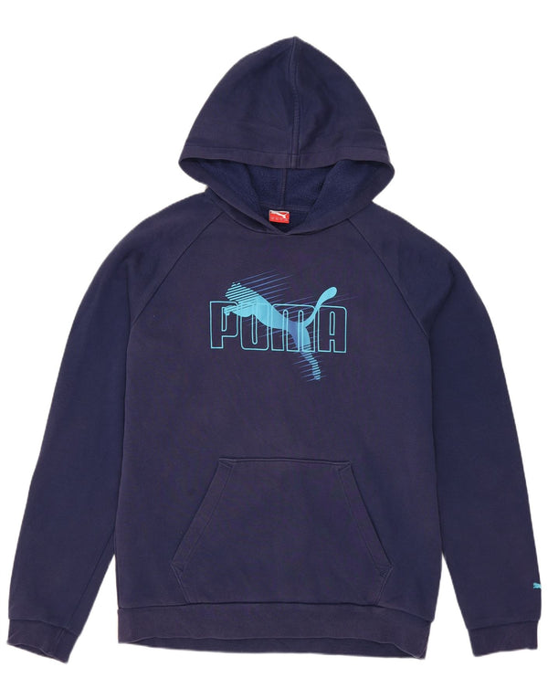 Puma Sudadera con capucha gráfica para niños 15-16 años Azul marino Algodón