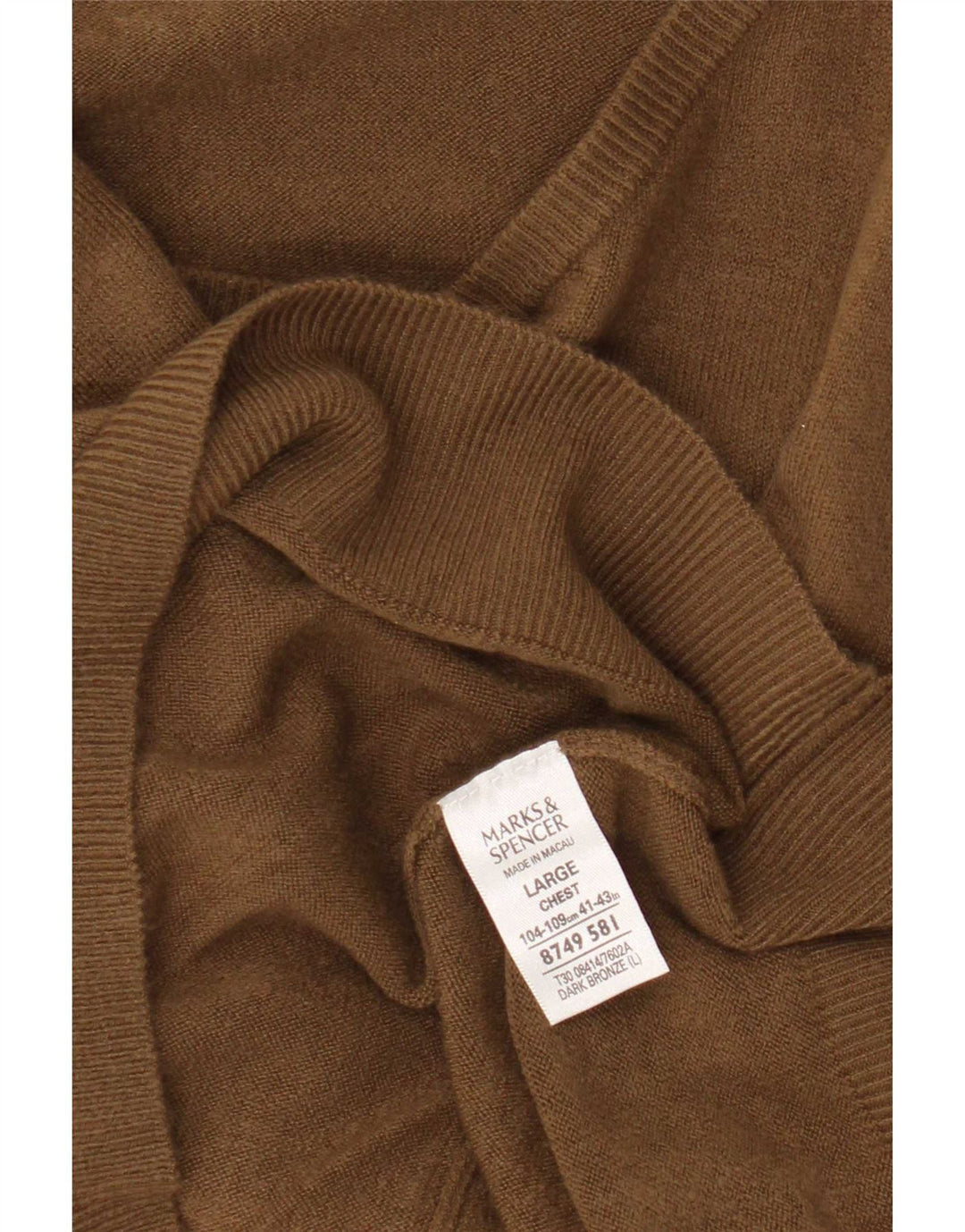 Marks & Spencer Suéter con Cuello en V para Hombre Acrílico Marrón Grande