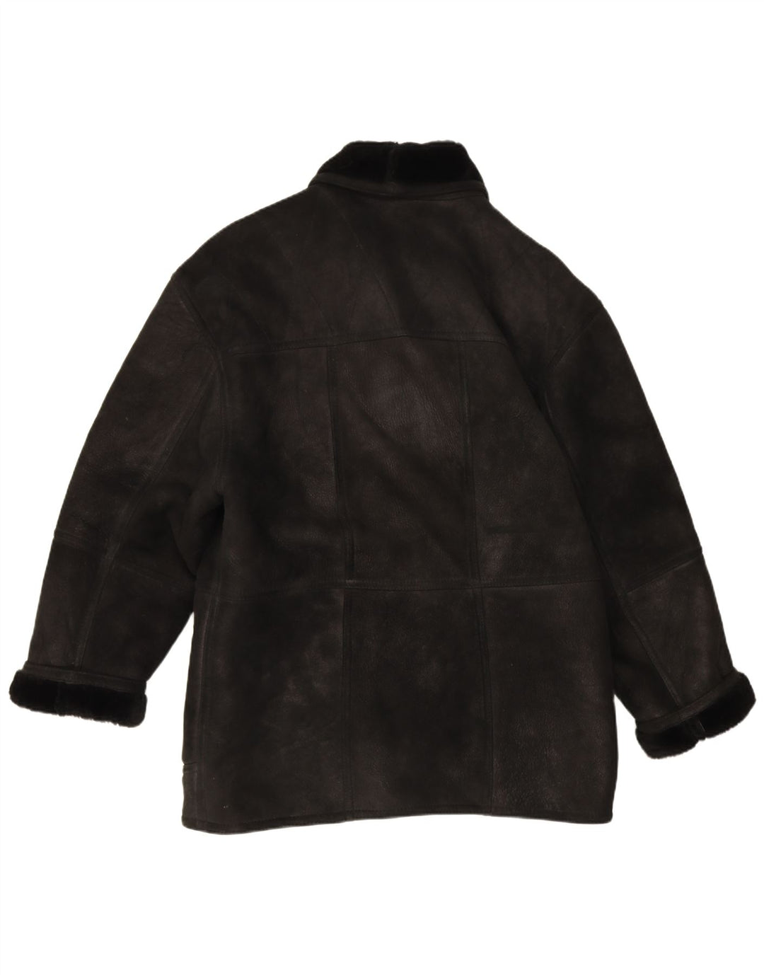 Vintage hombres shearling chaqueta IT 54 2XL negro shearling