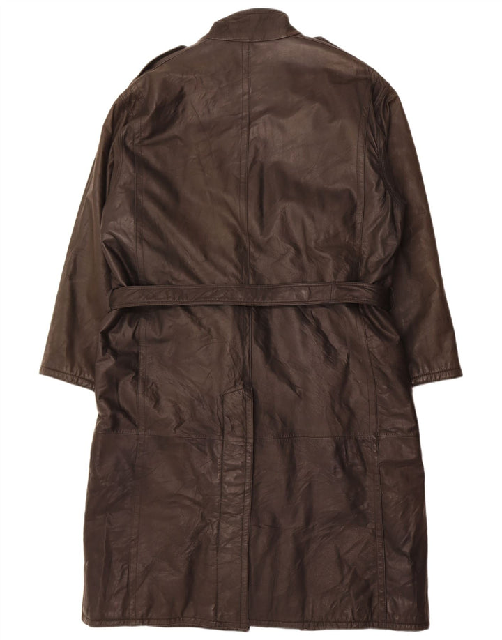 Abrigo de cuero militar vintage para hombre IT 56 3XL Negro