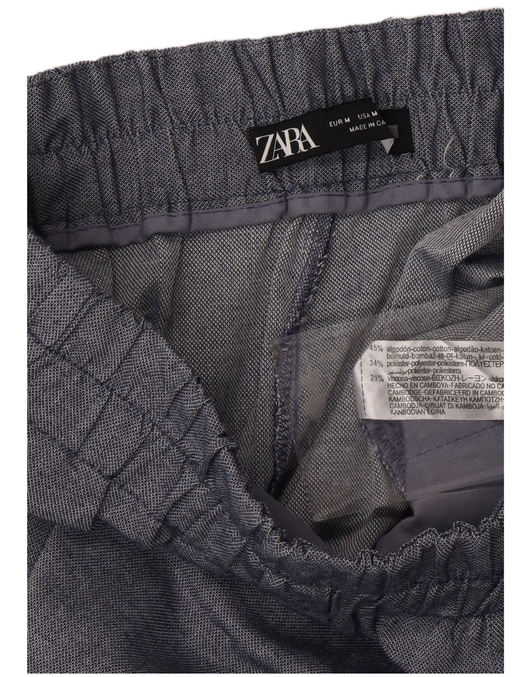 ZARA Mujer Pantalón Chino Recto Mediano W28 L25 Azul Algodón