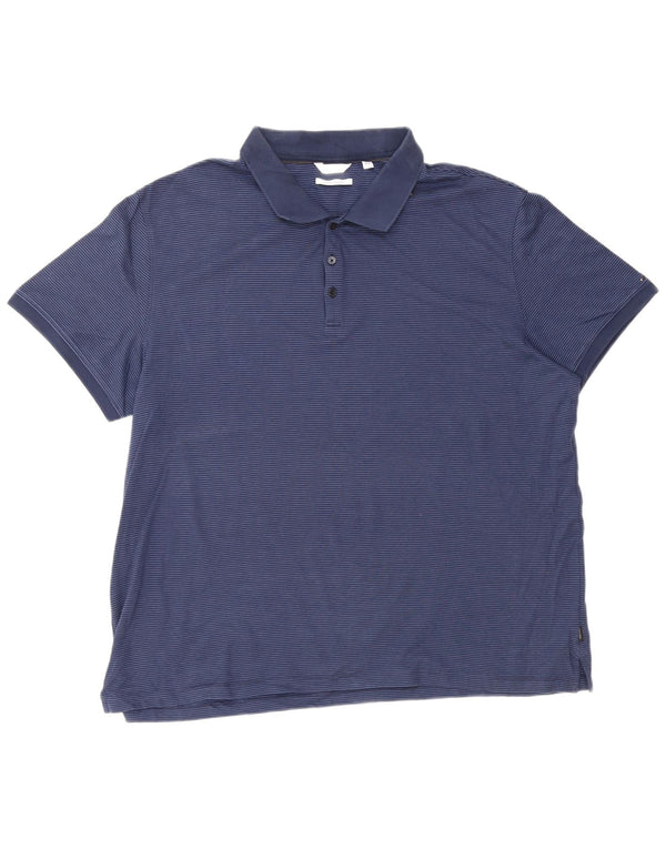 CALVIN KLEIN Polo para hombre 2XL Azul marino Algodón a rayas