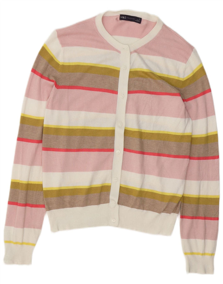 MARKS & SPENCER Suéter tipo cárdigan para mujer Reino Unido 10 Pequeño multicolor a rayas