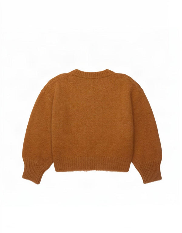 Zara Mujer Crop Crew Neck Jumper Sweater UK 46 Grande Nylon Marrón