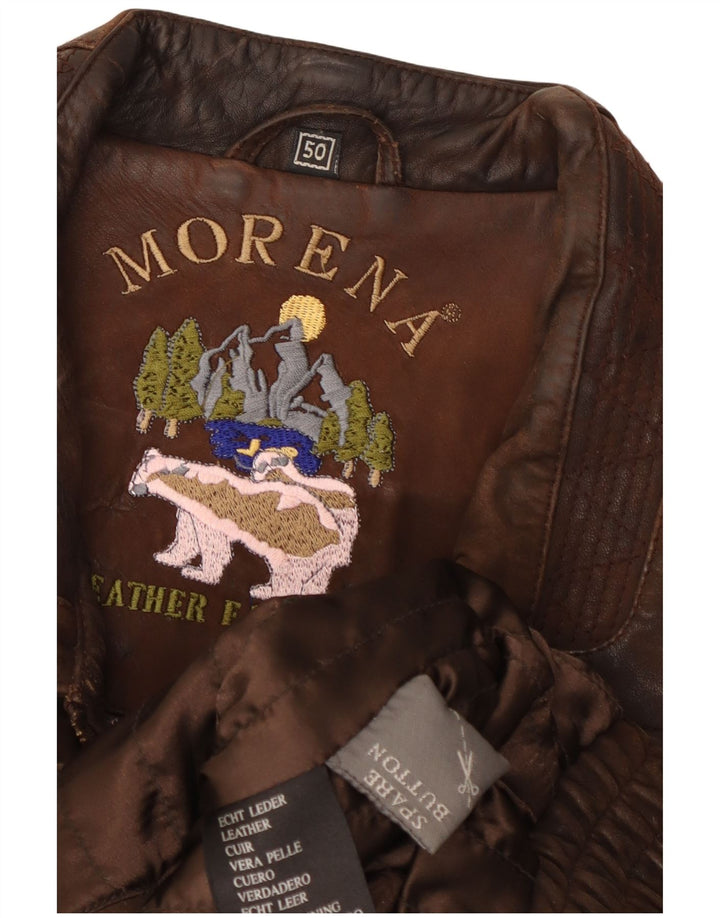 Morena Chaqueta De Cuero Hombre IT 50 Grande Cuero Marrón