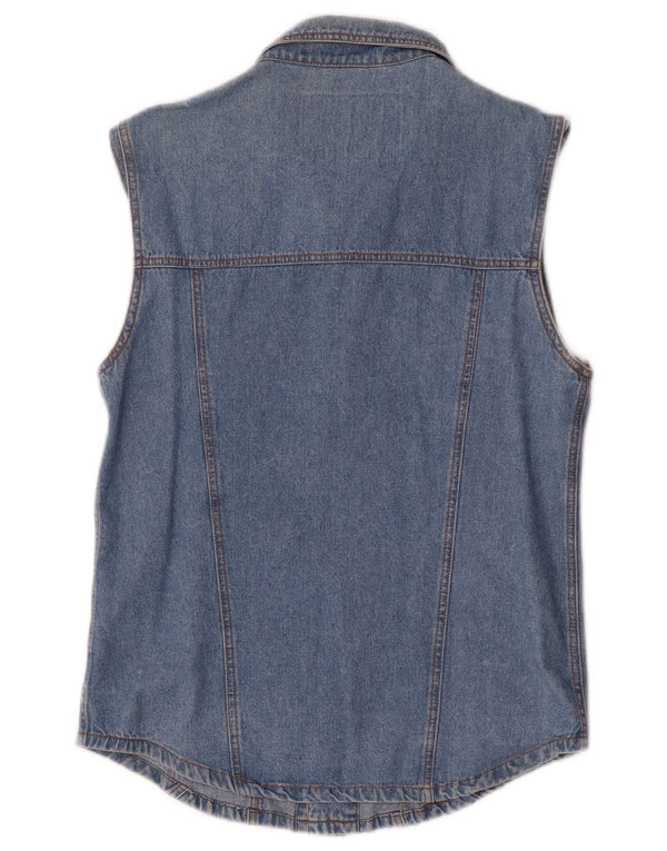 Vintage hombres denim Gilet Reino Unido 38 algodón azul medio
