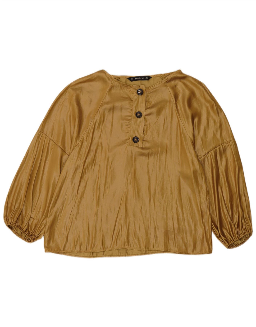 Zara Mujer Blusa Manga 3/4 Top UK 42 Medio Beige