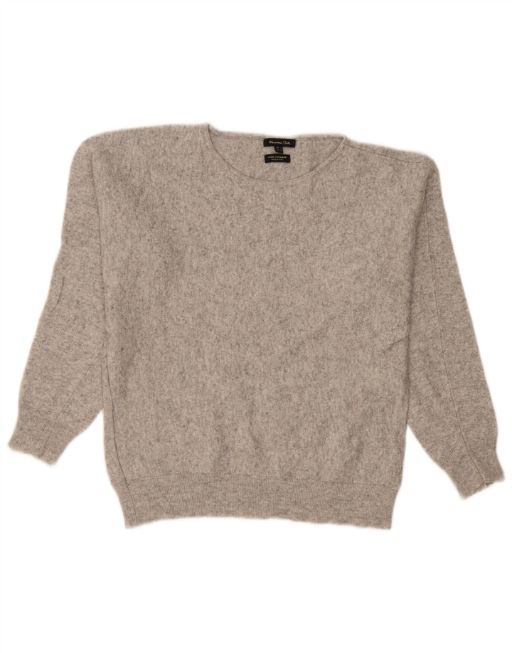 Massimo Dutti Jersey Mujer Cuello Barco UK 46 Large Lana Gris