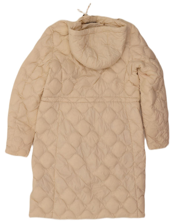 Lands End Abrigo acolchado holgado con capucha para mujer UK 10 Small Off White Nylon