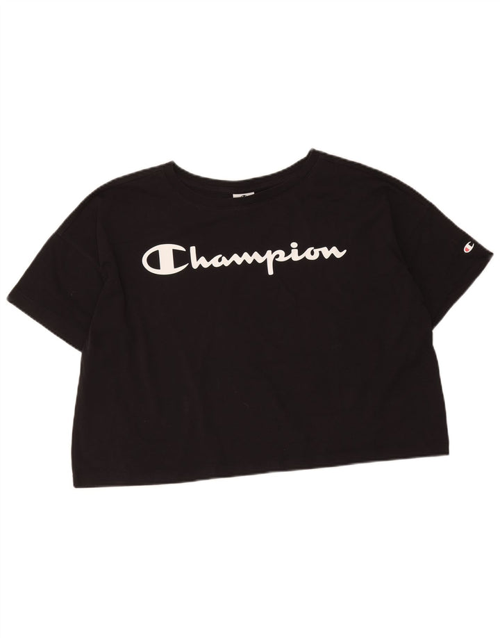 Champion Camiseta Corta con Estampado Extragrande para Mujer UK 40 Mediano Negro