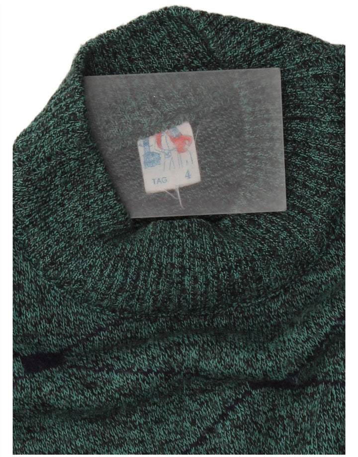 Vintage hombres cuello tortuga jersey suéter medio verde Argyle/lana de diamante
