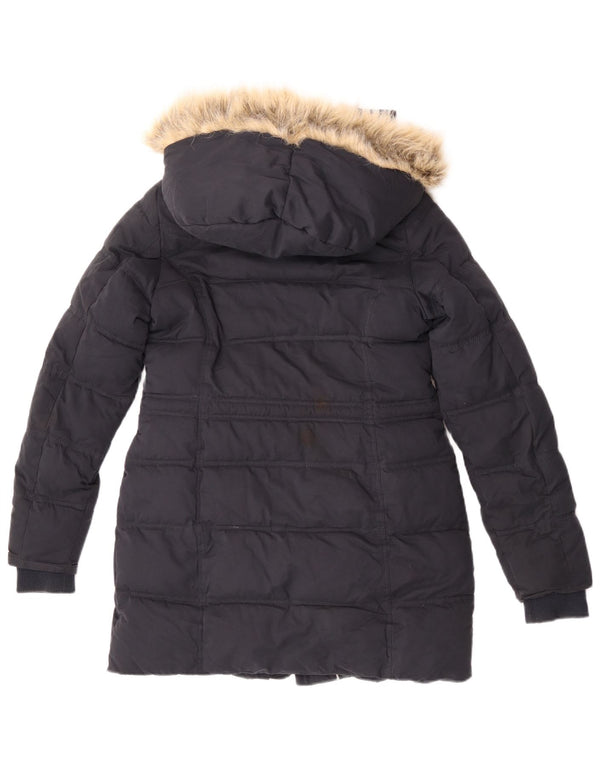 Abrigo acolchado Sherpa con capucha para mujer de Fat Face UK 8 Small Poliéster azul marino