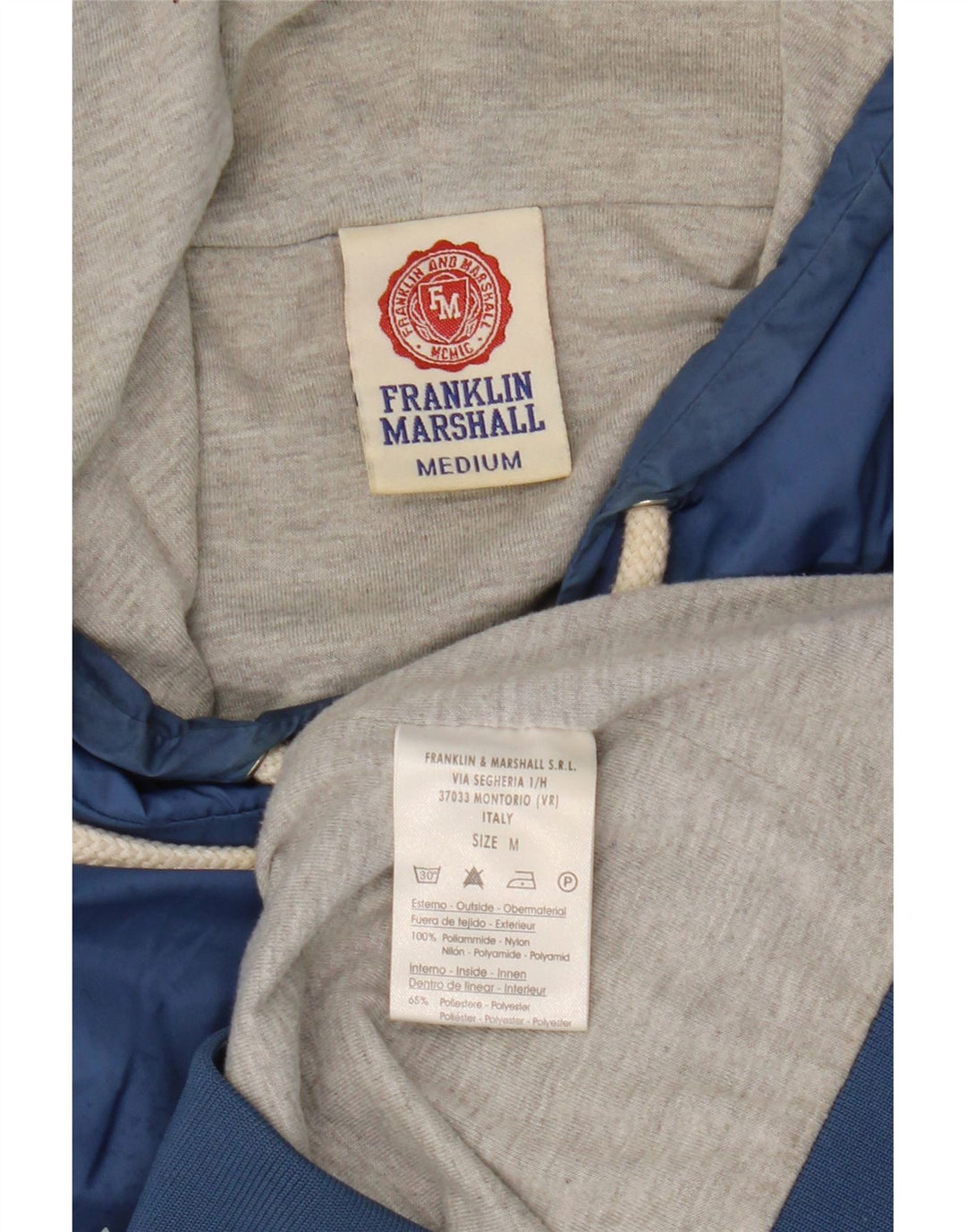 FRANKLIN MARSHALL Jersey con capucha gráfico para hombre Nylon azul medio